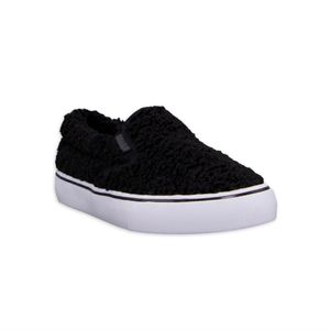 NEW Lugz Women's Sammy Fleece Black White Slip-On Loafers Sneakers